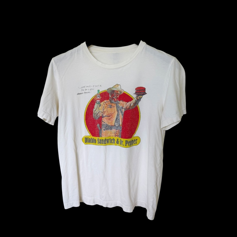 Smokey and the Bandit‎ Diablo Sandwich Dr Pepper Distressed Tee White Sm/Med